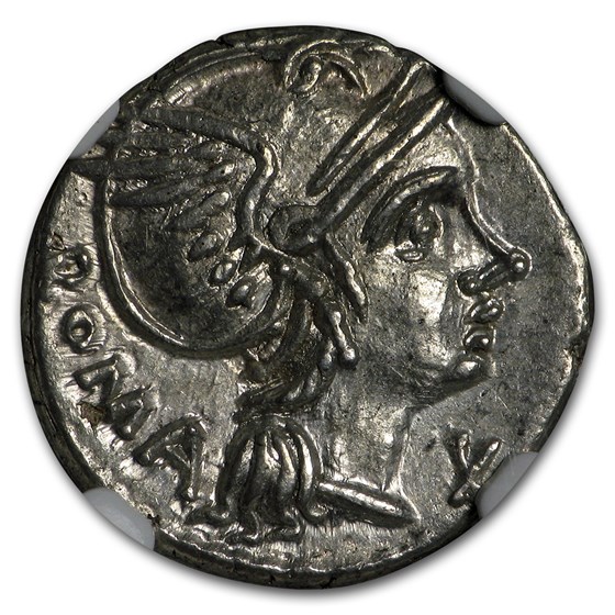 Roman Republic AR Denarius L.Flam. Chilo (c. 109/8 BC) CH AU NGC Roman Republic AR Denarius L.Flam. Chilo (c. 109/8 BC) CH AU NGC