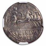 Roman Republic AR Denarius L. Macer (84 BC) Ch F NGC (Cr-354/1)