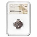 Roman Republic AR Denarius L. Macer (84 BC) Ch F NGC (Cr-354/1)