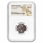 Roman Republic AR Denarius L. Macer (84 BC) Ch F NGC (Cr-354/1)