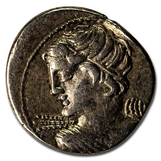 Roman Republic AR Denarius L. Macer (84 BC) XF Roman Republic AR Denarius L. Macer (84 BC) XF