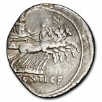 Roman Republic AR Denarius L. Sentius 101 BC VF (Crawford 325/1a)