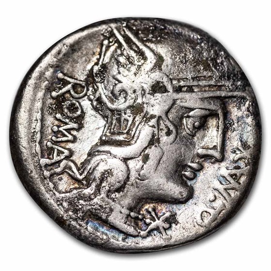 Roman Republic AR Denarius Q. Fabius Maximus (C.127 BC) VF