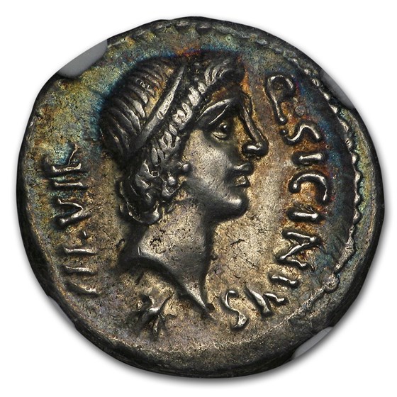 Roman Republic AR Denarius Q. Sicinus (C.49 BC) CH XF NGC Roman Republic AR Denarius Q. Sicinus (C.49 BC) CH XF NGC