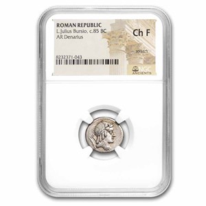 Buy 85 BC Roman Denarius Bursio Choice Fine NGC (Cr-352/1) | APMEX