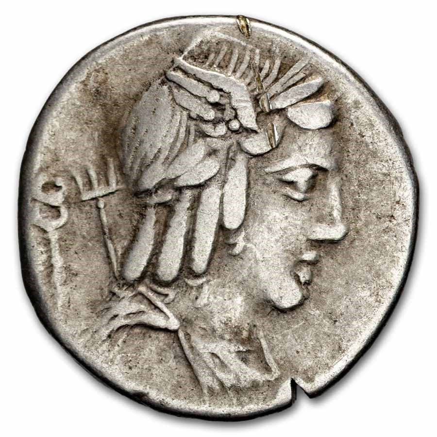 Roman Republic Denarius L. Julius Bursio 85 BC VF (Cr-352/1c)