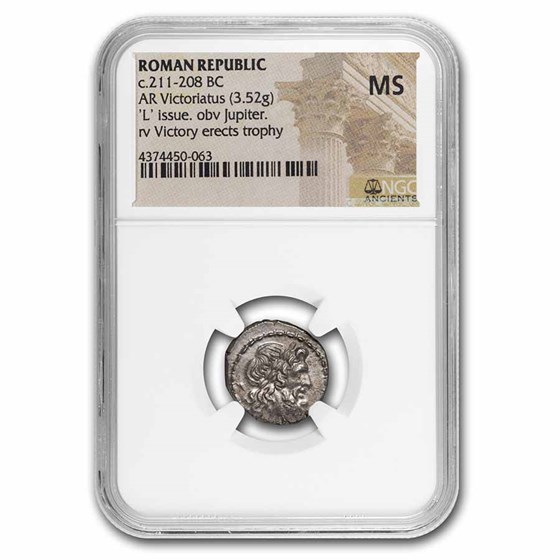 Roman Republic-L AR Victoriatus (c. 211-208 BC) MS NGC (Cr-97/1b) Roman Republic-L AR Victoriatus (c. 211-208 BC) MS NGC (Cr-97/1b)