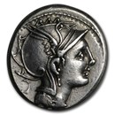 Roman Republic Silver Denarius (111-110 BC) VF (Cr-299/1a)