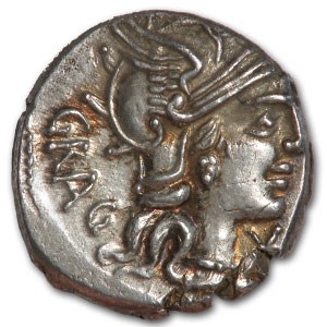 Roman Republic Silver Denarius 136 BC VF Roman Republic Silver Denarius 136 BC VF