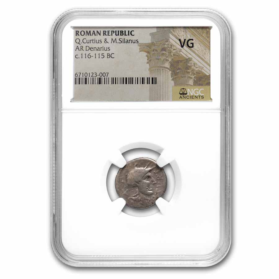 Roman Republic Silver Denarius 211-28 BC, VG NGC Random