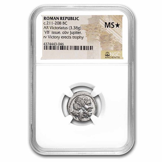 Roman Republic-VB AR Victoriatus (211-208 BC) MS* NGC (Cr-95/1a) Roman Republic-VB AR Victoriatus (211-208 BC) MS* NGC (Cr-95/1a)