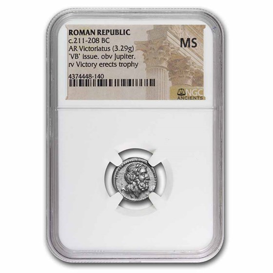 Roman Republic-VB AR Victoriatus (c 211-208 BC) MS NGC (Cr-95/1b) Roman Republic-VB AR Victoriatus (c 211-208 BC) MS NGC (Cr-95/1b)