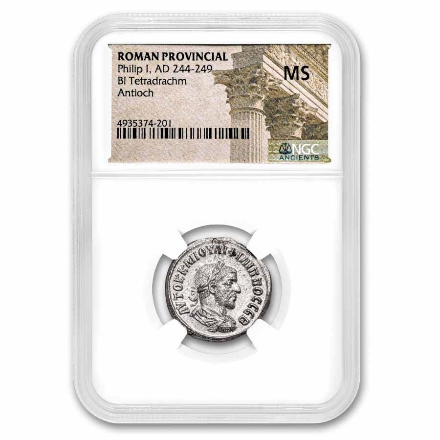 Roman Silver BI Tetradrachm Emperor Philip I (244-249 AD) MS NGC