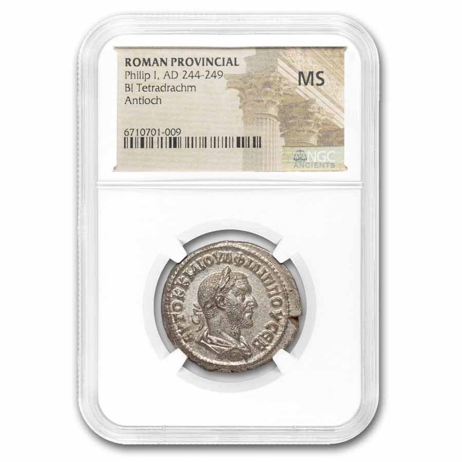 Roman Silver BI Tetradrachm Emperor Philip I (244-249 AD) MS NGC
