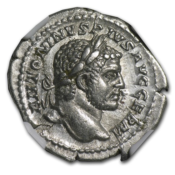 Roman Silver Denarius Caracalla (198-217 AD) Ch-XF NGC Roman Silver Denarius Caracalla (198-217 AD) Ch-XF NGC