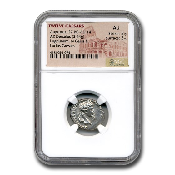 Roman Silver Denarius Emperor Augustus (27 BC-14 AD) AU NGC Roman Silver Denarius Emperor Augustus (27 BC-14 AD) AU NGC
