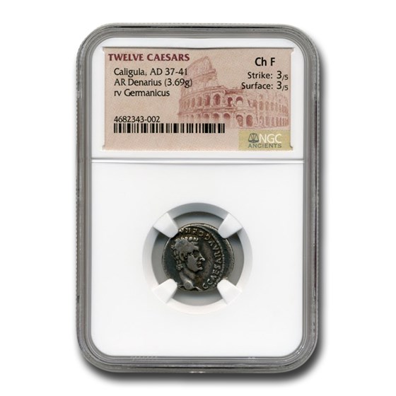 Roman Silver Denarius Emperor Caligula (37-41 AD) Ch Fine NGC Roman Silver Denarius Emperor Caligula (37-41 AD) Ch Fine NGC