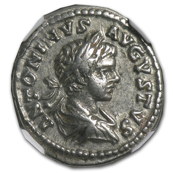 Roman Silver Denarius Emperor Caracalla (198-217 AD) Ch-VF NGC Roman Silver Denarius Emperor Caracalla (198-217 AD) Ch-VF NGC