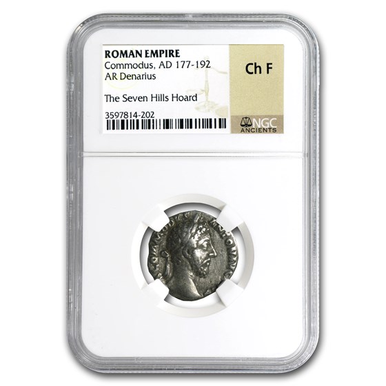Roman Silver Denarius Emperor Commodus Ch-F NGC (177-192 AD) Roman Silver Denarius Emperor Commodus Ch-F NGC (177-192 AD)