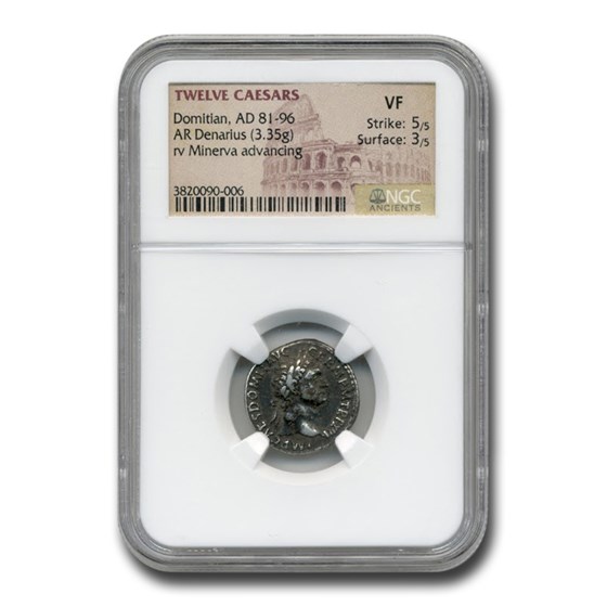 Roman Silver Denarius Emperor Domitian (81-96 AD) VF NGC Roman Silver Denarius Emperor Domitian (81-96 AD) VF NGC