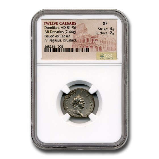 Roman Silver Denarius Emperor Domitian (81-96 AD) XF NGC Roman Silver Denarius Emperor Domitian (81-96 AD) XF NGC