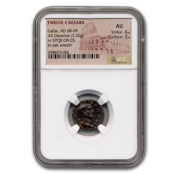 Roman Silver Denarius Emperor Galba (68-69 AD) AU NGC Roman Silver Denarius Emperor Galba (68-69 AD) AU NGC
