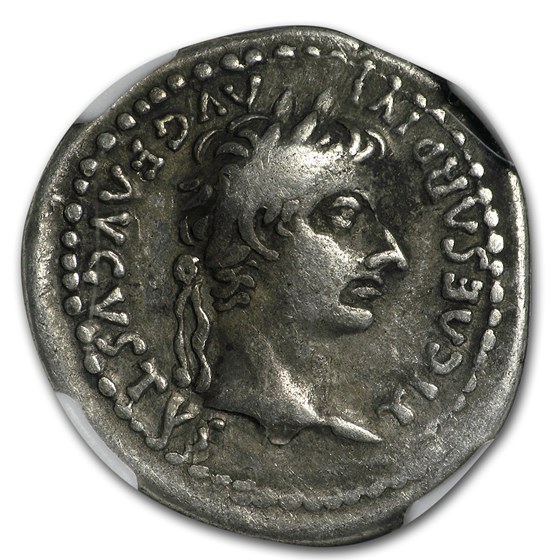Roman Silver Denarius Emperor Tiberius (14-37 AD) VF NGC Roman Silver Denarius Emperor Tiberius (14-37 AD) VF NGC