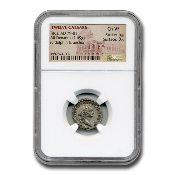 Roman Silver Denarius Emperor Titus (79-81 AD) Ch VF NGC Roman Silver Denarius Emperor Titus (79-81 AD) Ch VF NGC