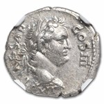 Roman Silver Denarius Emperor Titus (79-81 AD) XF NGC (Random)
