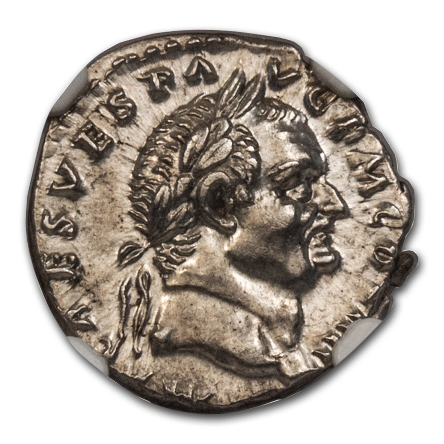 Roman Silver Denarius Emperor Vespasian (69-79 AD) Ch AU NGC