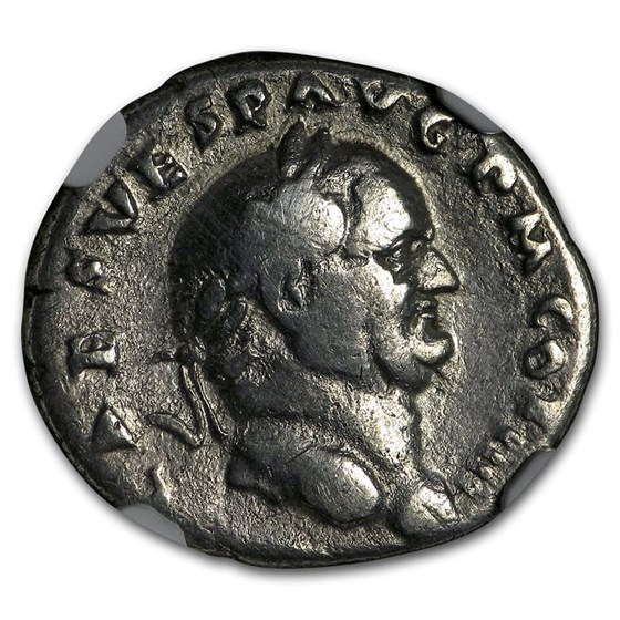 Roman Silver Denarius Emperor Vespasian (69-79 AD) Fine NGC Roman Silver Denarius Emperor Vespasian (69-79 AD) Fine NGC