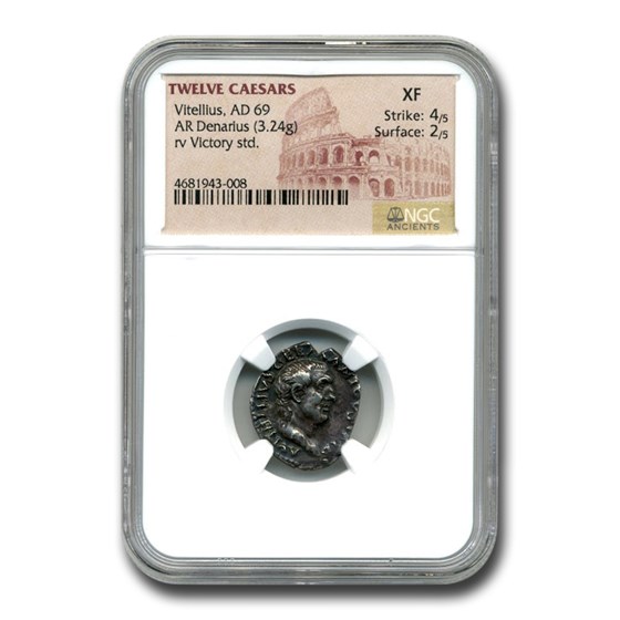 Roman Silver Denarius Emperor Vitellius (69 AD) XF NGC Roman Silver Denarius Emperor Vitellius (69 AD) XF NGC