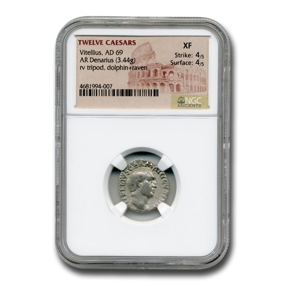 Roman Silver Denarius Emperor Vitellius (69 AD) XF NGC Roman Silver Denarius Emperor Vitellius (69 AD) XF NGC