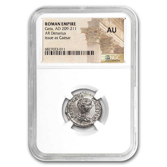 Roman Silver Denarius Geta (209-211 AD) AU NGC (Random Coin) Roman Silver Denarius Geta (209-211 AD) AU NGC (Random Coin)
