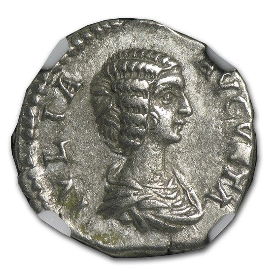 Roman Silver Denarius Julia Domna (193-211 AD) Ch-XF NGC (Random)