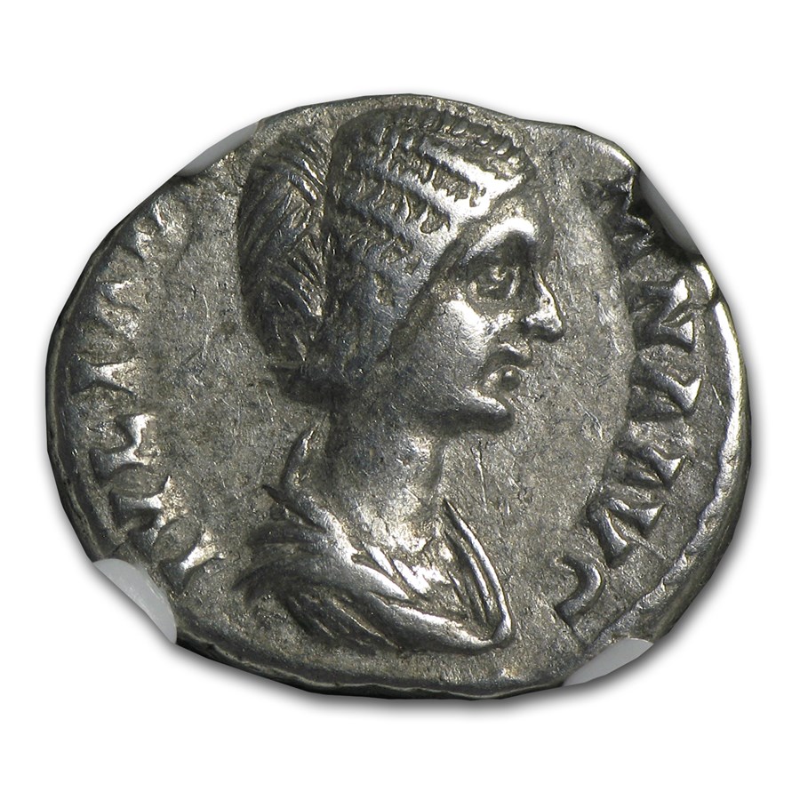 Roman Silver Denarius Julia Domna XF NGC (193-211 AD)