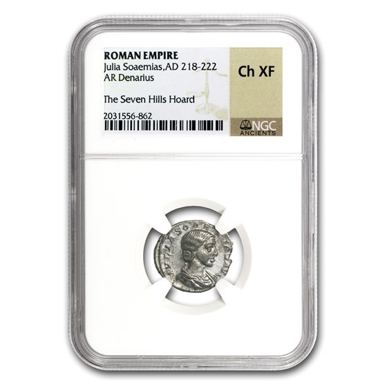Roman Silver Denarius Julia Soaemias Ch-XF NGC (218-222 AD) Roman Silver Denarius Julia Soaemias Ch-XF NGC (218-222 AD)