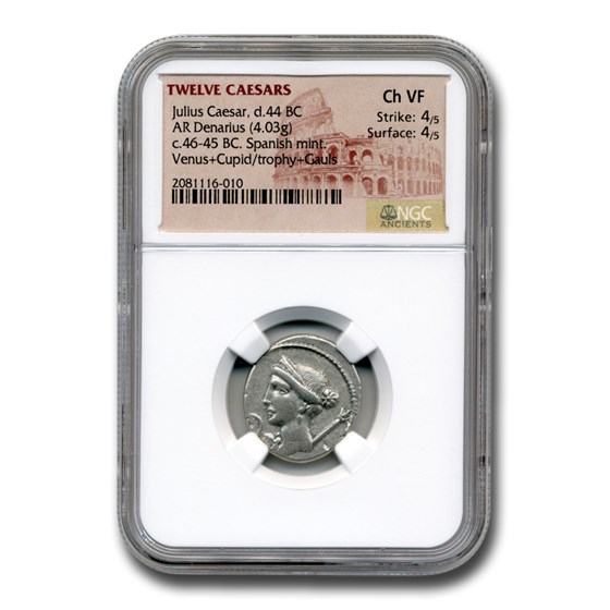 Roman Silver Denarius Julius Caesar (d 44 BC) CH VF NGC Roman Silver Denarius Julius Caesar (d 44 BC) CH VF NGC