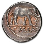 Roman Silver Denarius Julius Caesar Elephant (44 BC) Ch AU NGC
