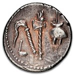 Roman Silver Denarius Julius Caesar Elephant (44 BC) Ch AU NGC