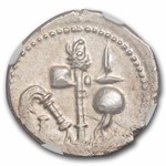 Roman Silver Denarius Julius Caesar Elephant (44 BC) MS NGC 4/5