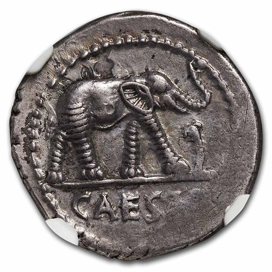 Buy Roman Silver Denarius Julius Caesar Elephant (49-48 BC) AU NGC | APMEX