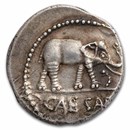 Roman Silver Denarius Julius Caesar Elephant (49-48 BC) Ch XF