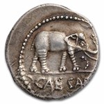 Roman Silver Denarius Julius Caesar Elephant (49-48 BC) Ch XF