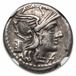 Roman Silver Denarius M. Marcius Mn. f. (134 BC) VF NGC