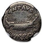 Roman Silver Denarius Marc Antony Legion V (32-31 BC) Ch Fine NGC