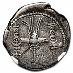 Roman Silver Denarius Marc Antony Legion V (32-31 BC) Ch Fine NGC