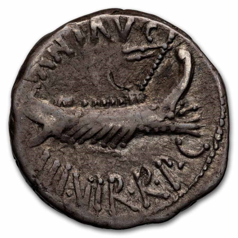 Roman Silver Denarius Marc Antony Legion XX (32-31 BC) VF