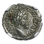 Roman Silver Denarius Marcus Aurelius Ch-XF NGC (161-180 AD)