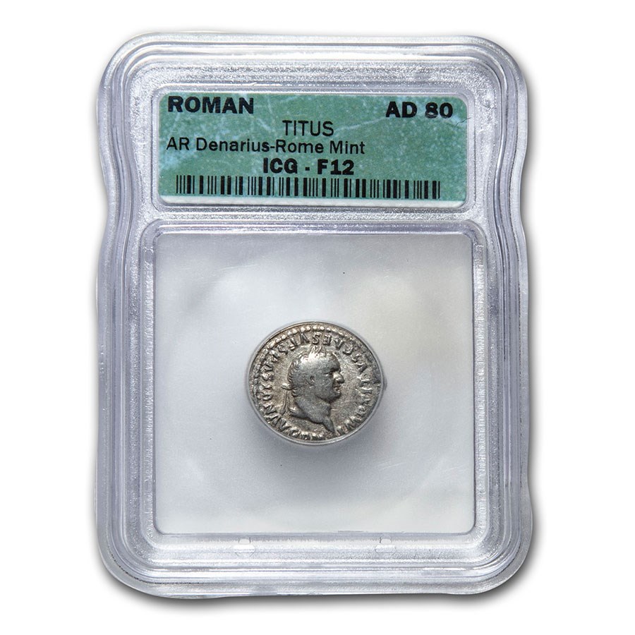 Buy Roman Silver Denarius Titus (7981 AD) Fine12 ICG (RIC II 112) APMEX